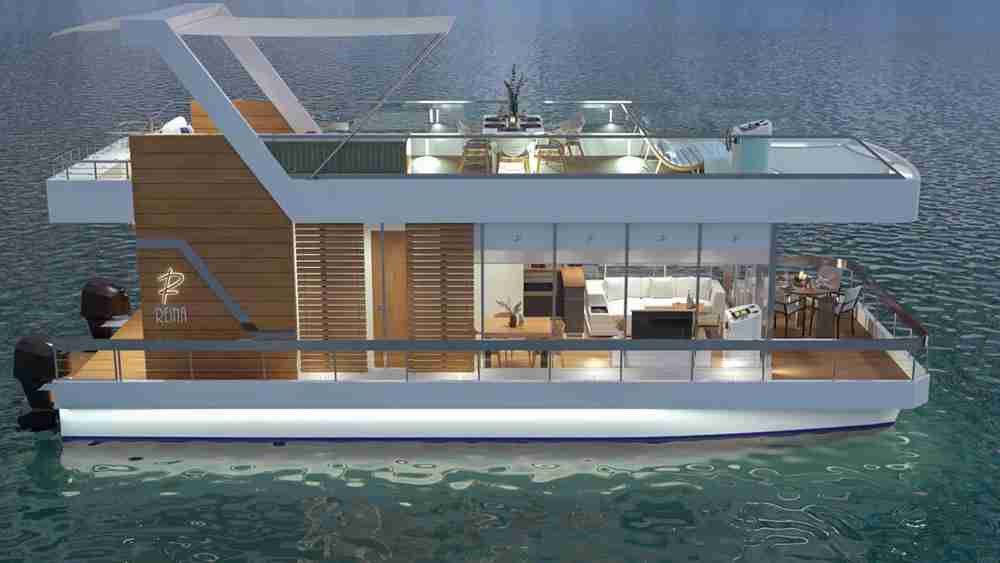 This New Line of ‘Houseyachts’ Includes a Floating RV and an Overwater Two-Story Condo