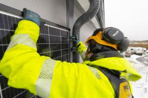 Solar wall installation improves urban sustainability