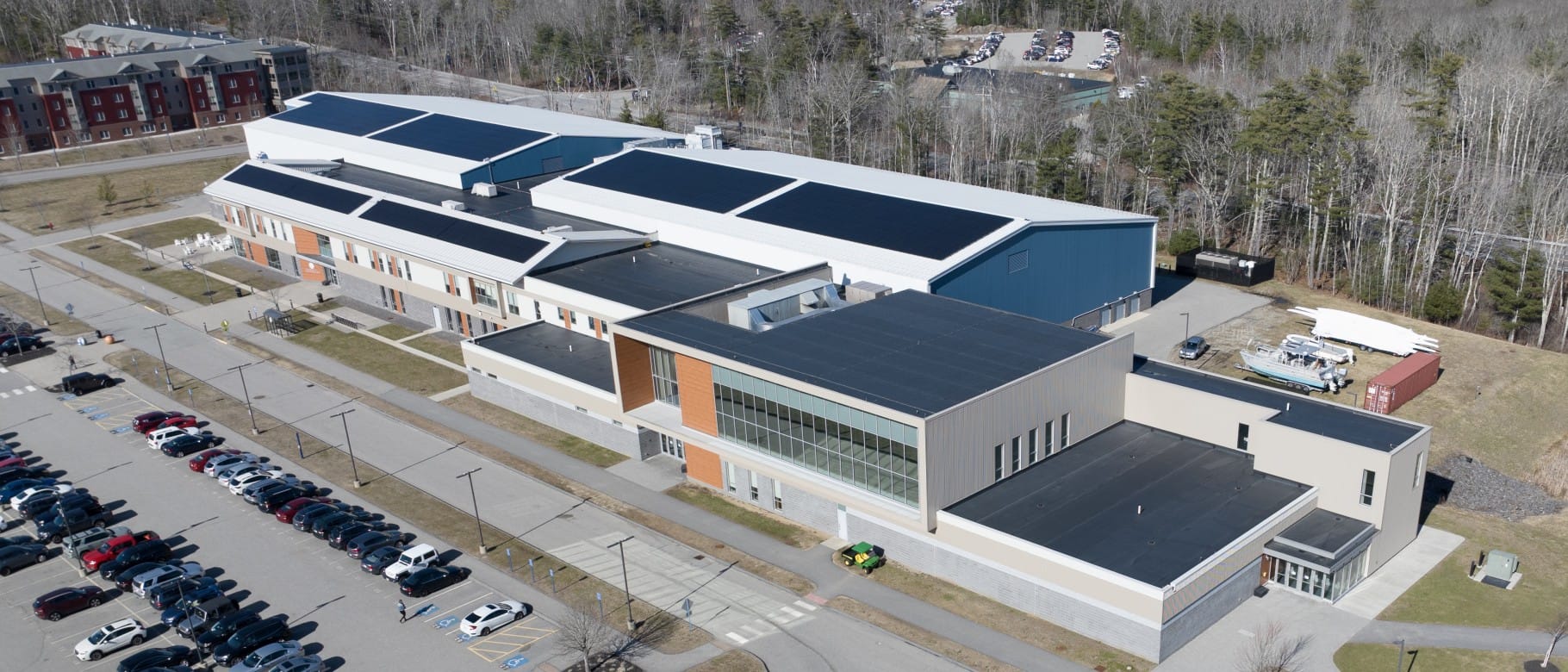 New solar array at the Alfond Forum will offset 173 metric tons of carbon dioxide a year