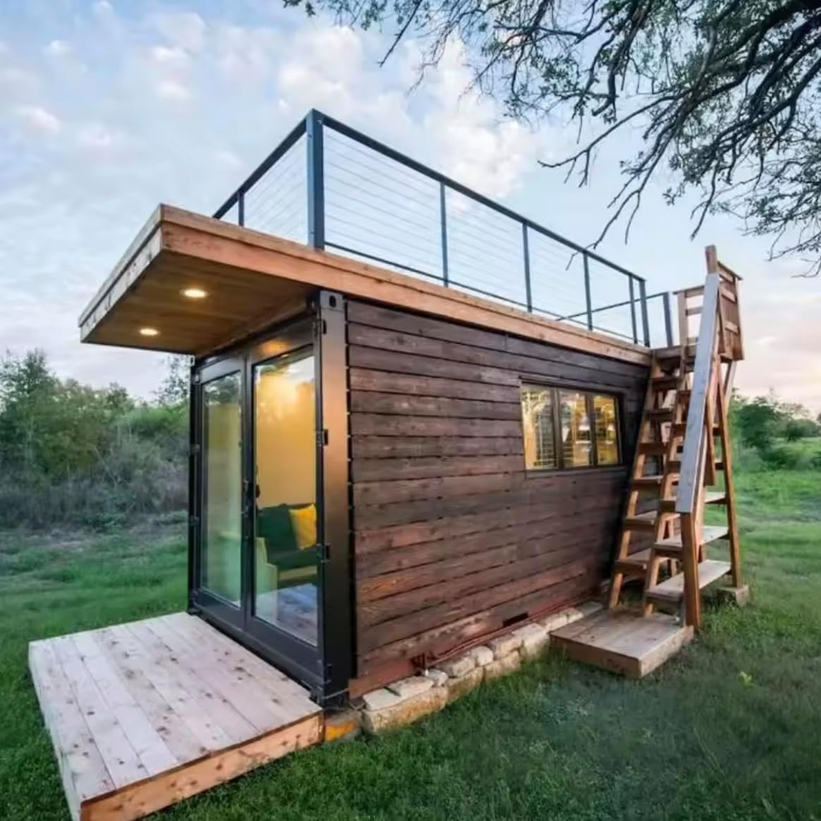 Tiny house with a chic roof deck can be yours for $19,000 — on Amazon