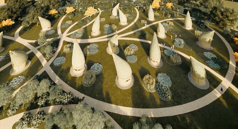 super compact living bud houses make up KMJ+A's eco-village concept in sicily