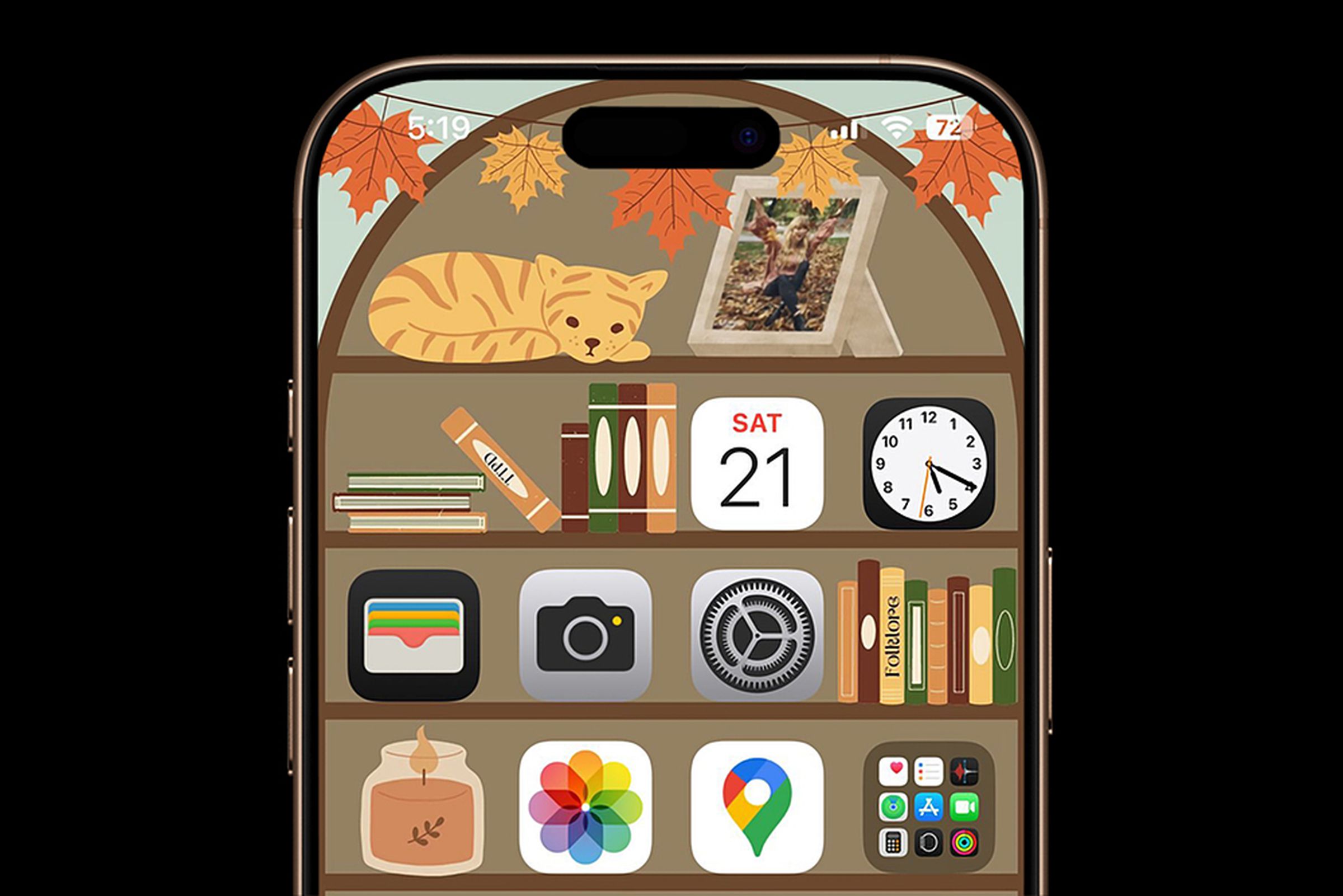 Turn your iPhone’s home screen into an app-filled bookshelf.